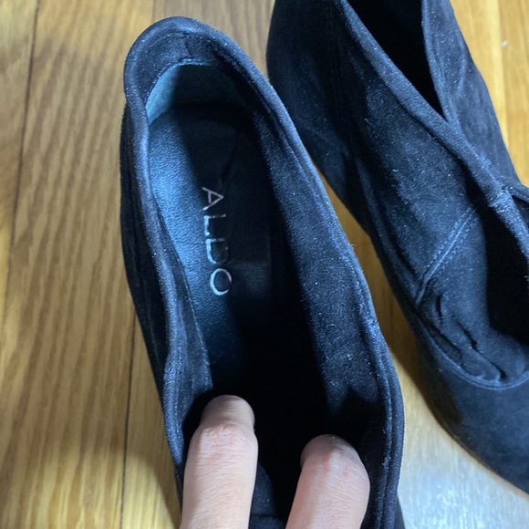Aldo Suede Heeled Booties Black Size 38 - Picture 4 of 7